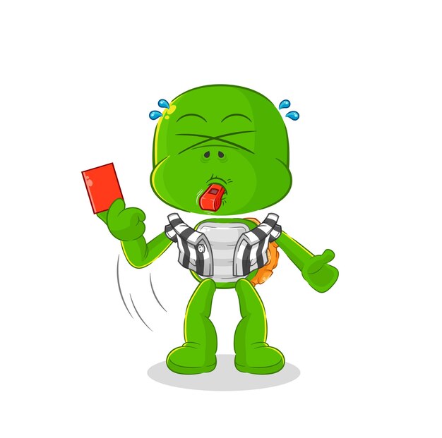 Schildpad scheidsrechter met rode kaart illustratie karakter vector