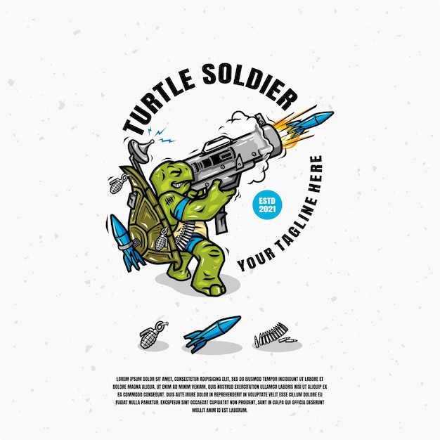Schildpad soldaat logo ontwerp