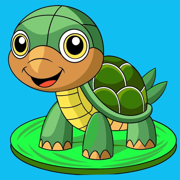 Schildpad terrapin oceaan met de hand getekend plat stijlvol mascotte cartoon personage tekening sticker icoon concept