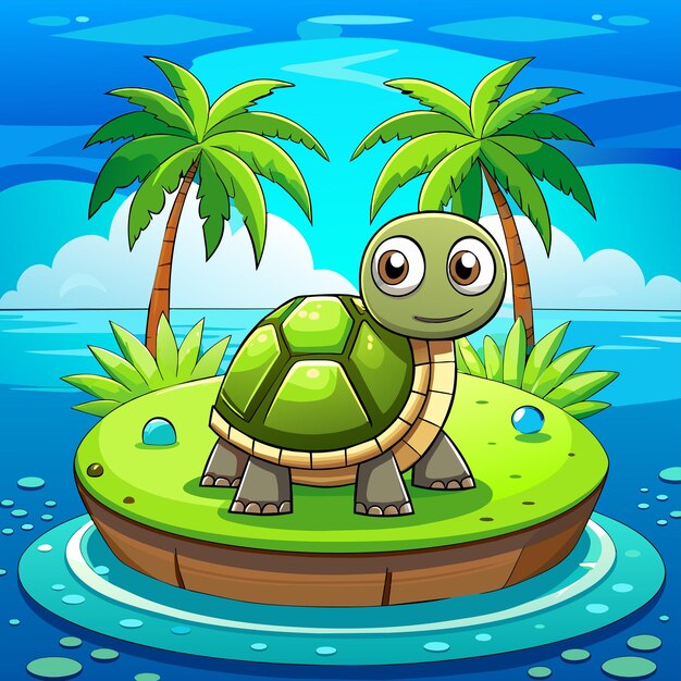 Vector schildpad terrapin oceaan met de hand getekend plat stijlvol mascotte cartoon personage tekening sticker icoon concept