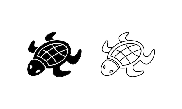 Vector schildpad vector illustratie lijn silhouet met de hand getekend en schets stijl zwart en wit