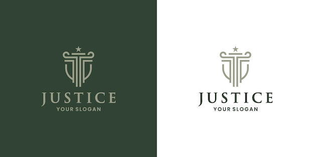 Schildpijler, justitie, advocaat logo ontwerp vector