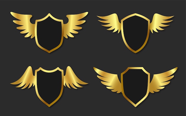 Schildvleugel metalen banner embleem gouden platte set