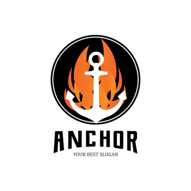 Schip anker logo pictogram vector haven retro ontwerp illustratie