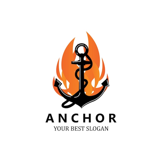 Schip anker logo pictogram vector haven retro ontwerp illustratie