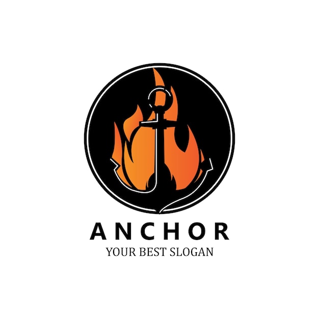 Schip anker logo pictogram vector haven retro ontwerp illustratie