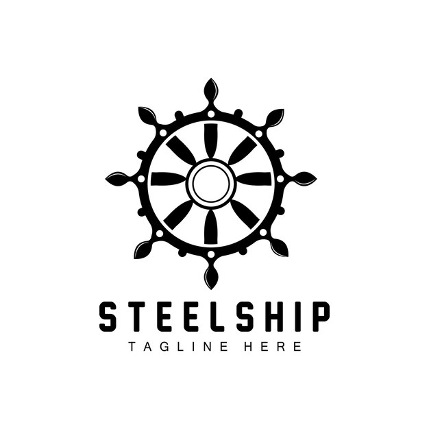 Schip besturing Logo Oceaan pictogrammen Schip besturing Vector met oceaangolven Zeilboot anker en touw Company Brand Sailing Design
