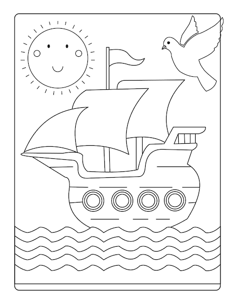 Schip kleurplaten print klaar vector