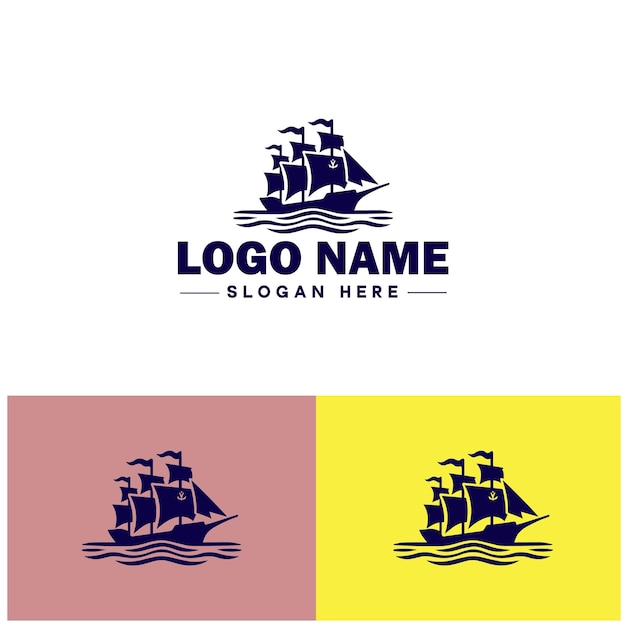 Schip scheepvaart vracht cruise oceaan schip boot logo icoon vector voor zakelijke app silhouet logo sjabloon