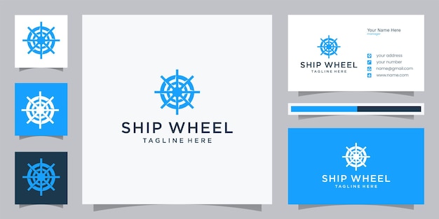 Schip wiel logo ontwerpsjabloon