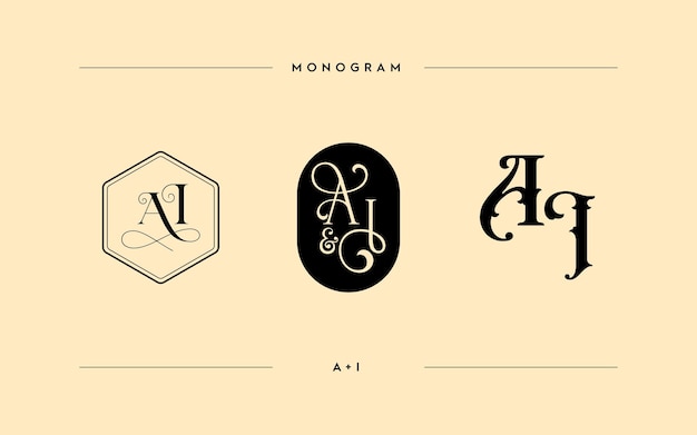 Schitterend AI-logotipe elegante monogrammen geschikt voor logo-grafiek Vector voorraad initialen van A en i