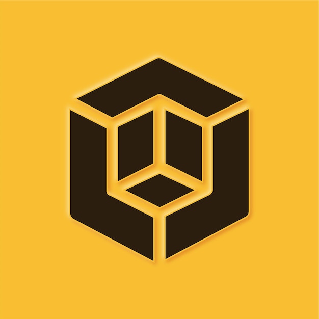 Schitterend geel embossed blockchain icoon