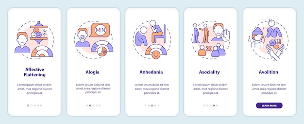 Schizofrenie negatieve symptomen onboarding mobiele app scherm