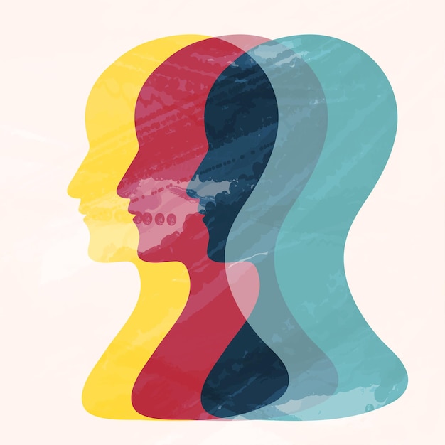 schizophrenia concept symbol of depresion dementia vector ilustration