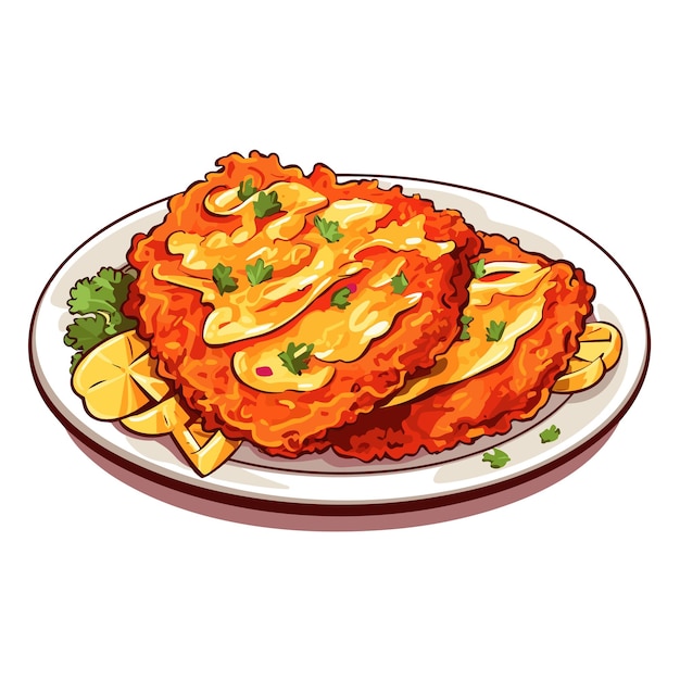 Vettore schnitzel austria foodcartoon illustratore vettoriale