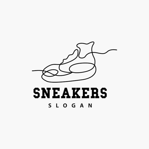 Schoenen logo schoenen ontwerp eenvoudige minimalistische lijnstijl modemerk vector icon illustratie