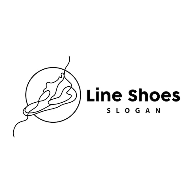 Schoenen logo schoenen ontwerp eenvoudige minimalistische lijnstijl modemerk vector icon illustratie