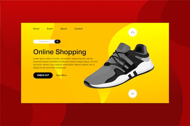 Vector schoenen online winkel landingspagina website sjabloon