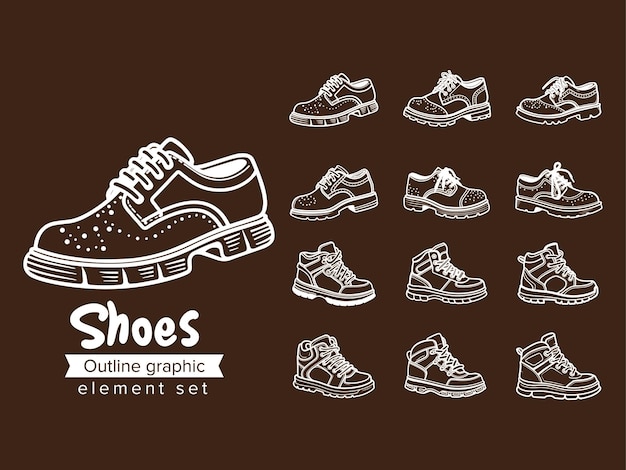 Schoenen overzicht doodle schets vector set collectie