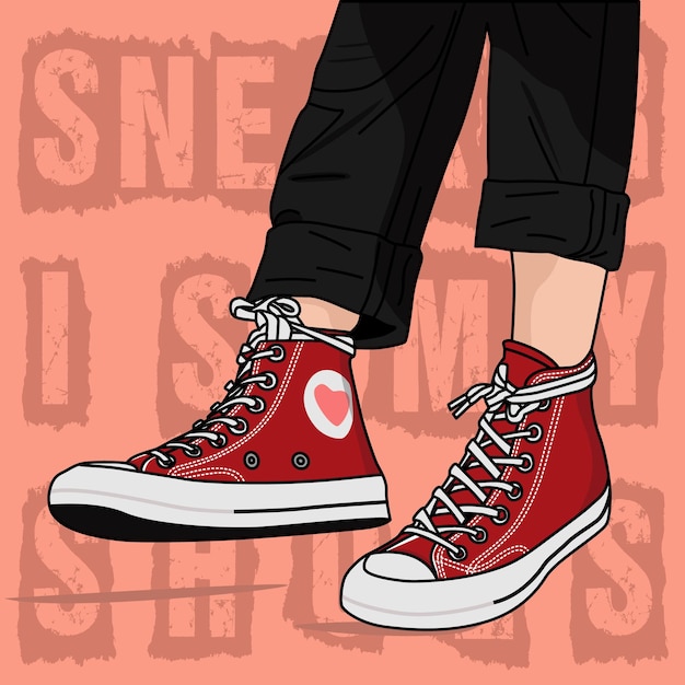 Schoenen paar sneakers vectoren en illustraties