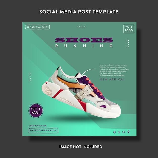 Schoenen product promotie verkoop social media post of flyer sjabloon