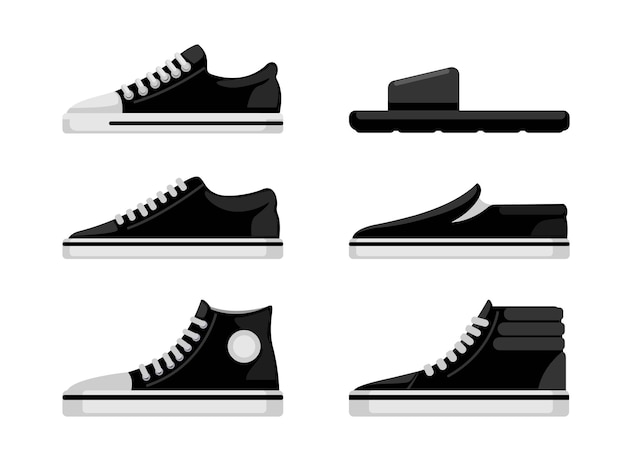 Schoenen sneakers met sandaal model variatie collectie set illustratie vector