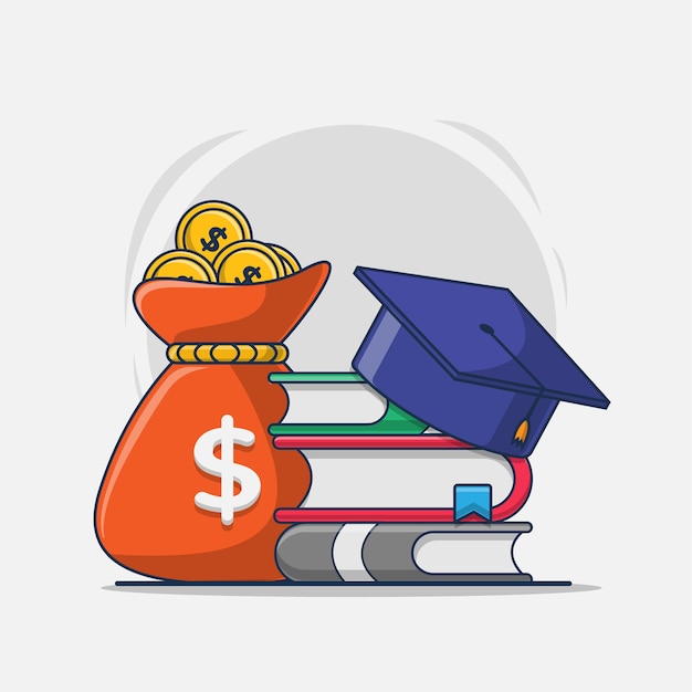 Vector scholarship education icon cartoon illustration