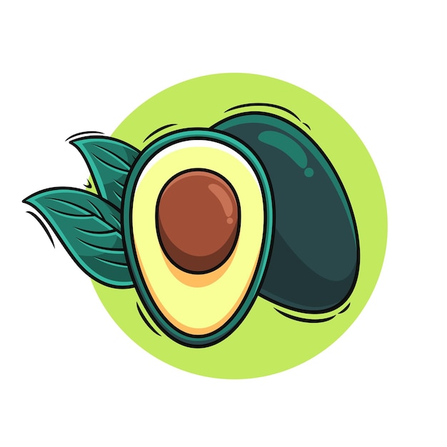 Schone avocado pictogram vectorillustratie voor sticker