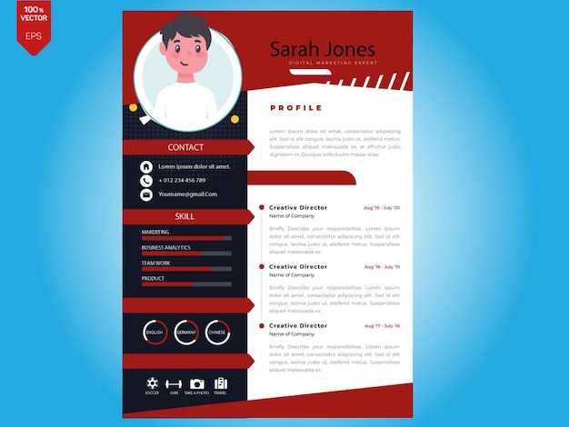 Schone en moderne CV-sjabloon Schone en hedendaagse CV-portfolio-sjablone