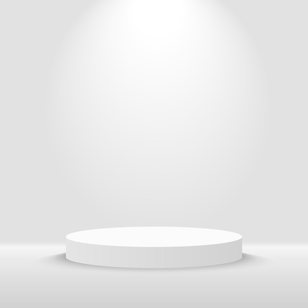 Schone minimalistische podiumpodium Realistische sfeer Grijze schijnwerperachtergrond
