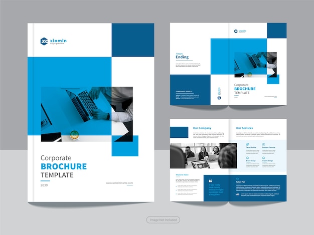 Schone zakelijke bi-fold zakelijke brochure ontwerpsjabloon