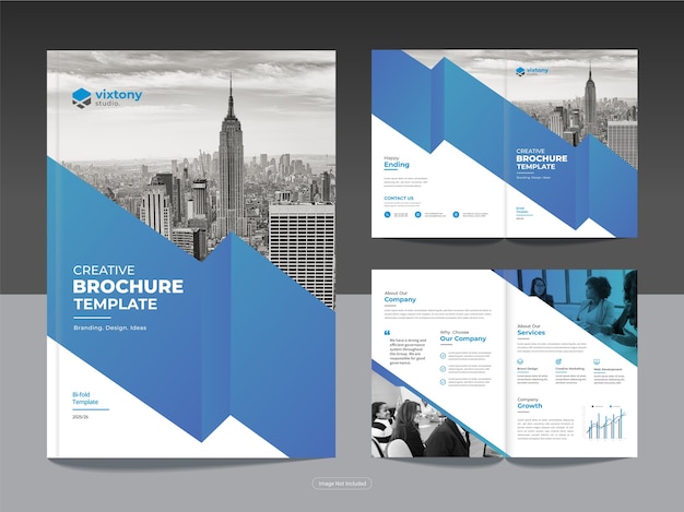 Schone zakelijke bi-fold zakelijke brochure ontwerpsjabloon