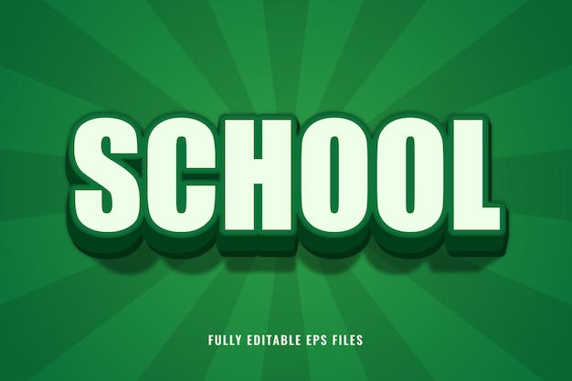 Vector school 3d editable text effect