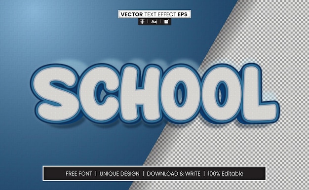 Vector school 3d text effect fully editable