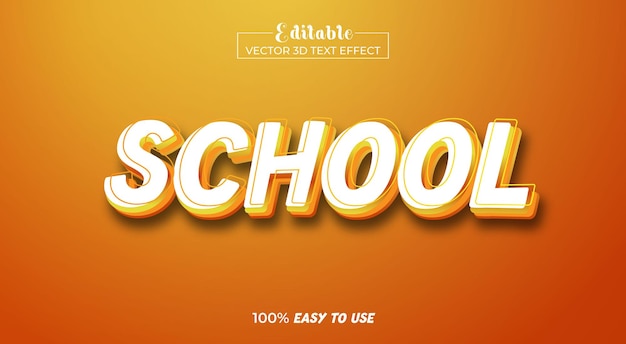 School 3d text effect template