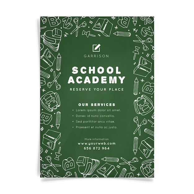 Vector school academie a5 flyer-sjabloon