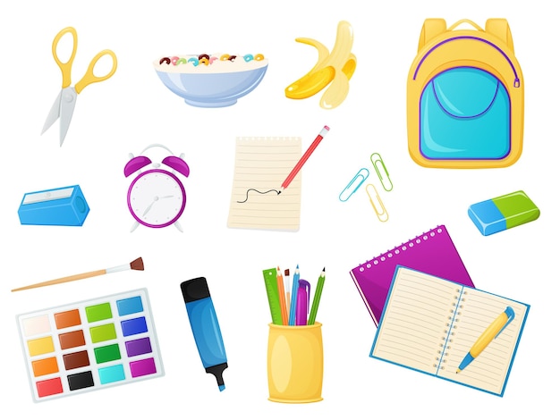 Vector school accessories set