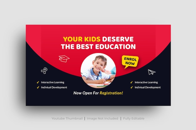 School admissiion youtube thumbnail and web banner promo template