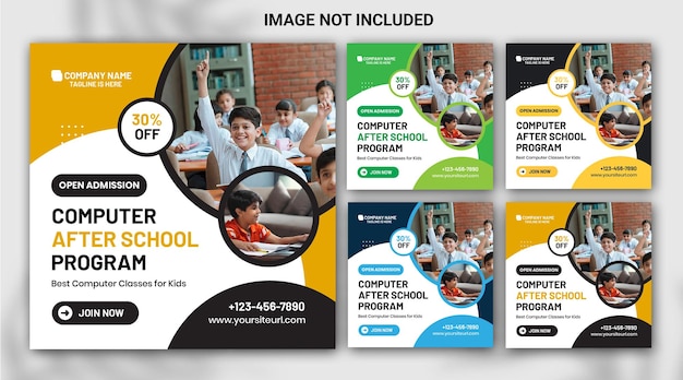 Vector school admission or back to school educational social media instagram post banner