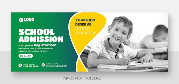 school admission or back to school facebook cover or social media cover and web banner design