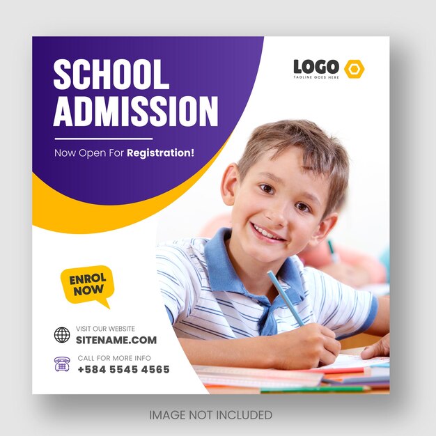 School admission and back to school facebook or social media post amp web banner design template