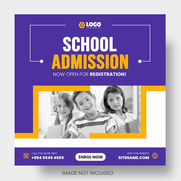 School admission and back to school facebook or social media post amp web banner design template