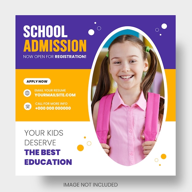 School admission and back to school facebook or social media post amp web banner design template