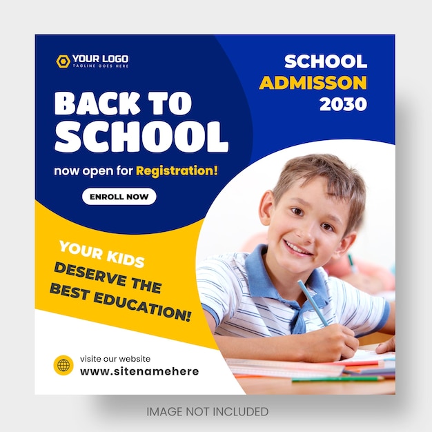 School admission and back to school facebook or social media post amp web banner design template