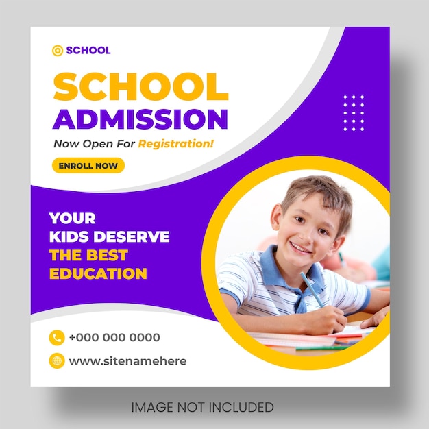 school admission or back to school social media post or web banner design template