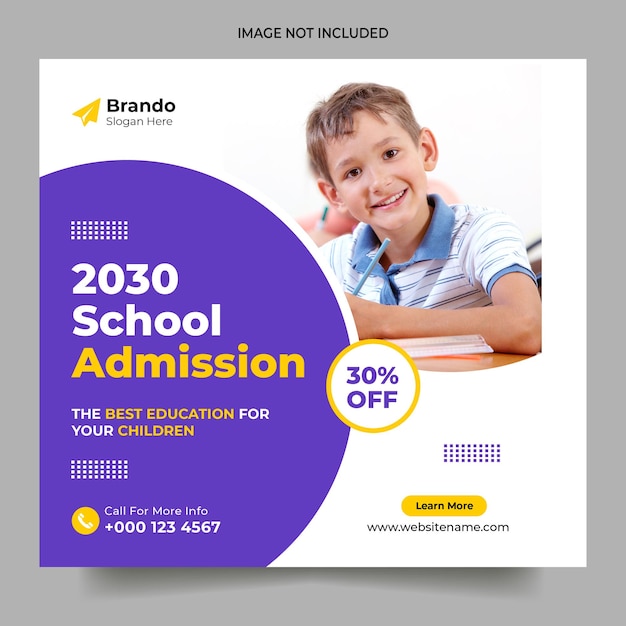 School admission back to school social media poste template