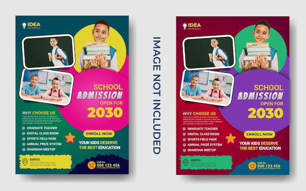 School Admission, Back To School Vertical Flyer Or Poster Template With Photo