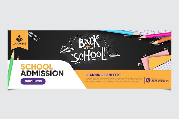 Vector school admission banner design