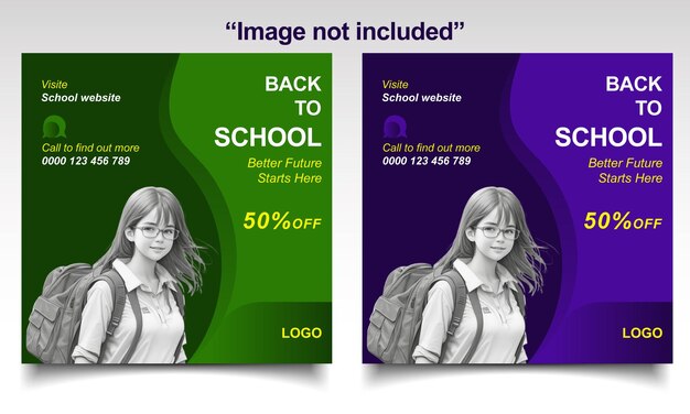 School admission banner or poster design template Back to school banner