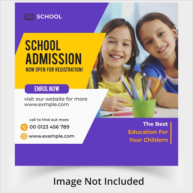 School admission banner for social media post template